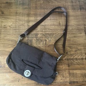 Brown Nylon Baggallini Bag Cross Body bag 90's Y2K Vintage Adjustable strap